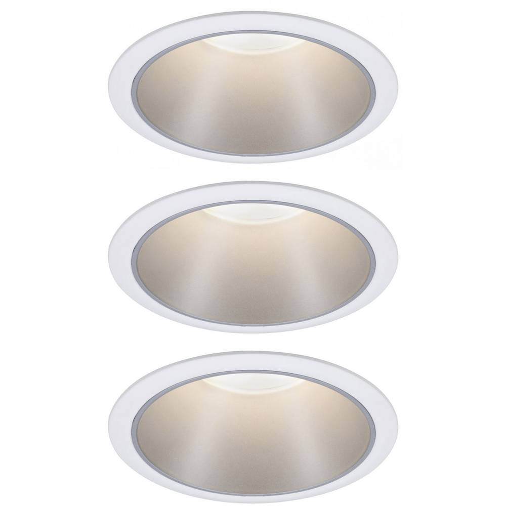 Paulmann 93410 Inbouwlamp Set van 3 stuks Energielabel: A+ (A++ E) 6.50 W Warm-wit Wit, Zilver