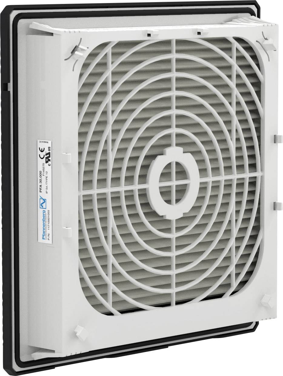 Ein weißes, rechteckiges Belüftungsgitter mit zirkulären Lamellen und schwarzem Rahmen, vermutlich zum Einsatz in Klimageräten.