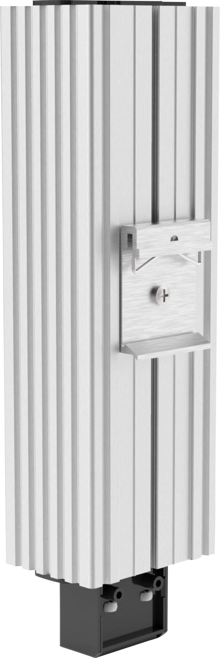 Metallisches, vertikales, geripptes Gerät mit Schlüsselschloss und schwarzem Sockel, möglicherweise zur Steuerung oder Sicherheit.