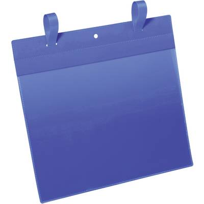 Blauer Aufhängebehälter mit zwei Schlaufen oben, geeignet zum Sortieren oder Organisieren von Dokumenten und Papieren.