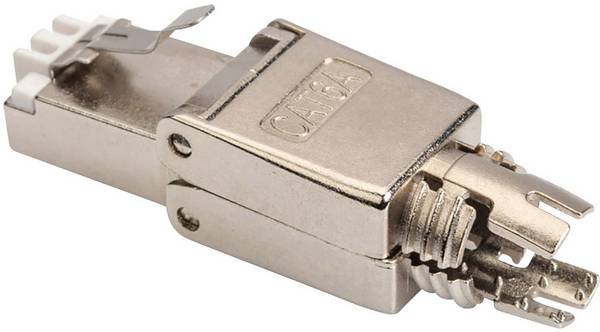 Digitus DN-93634 CAT 6A Feldstecker, RJ45, geschirmt, AWG 22-27, werkzeugfreier Montageanschluss DN-93634 Stecker, gerade Polzahl Sensoren 8P8C Silber 1 St.