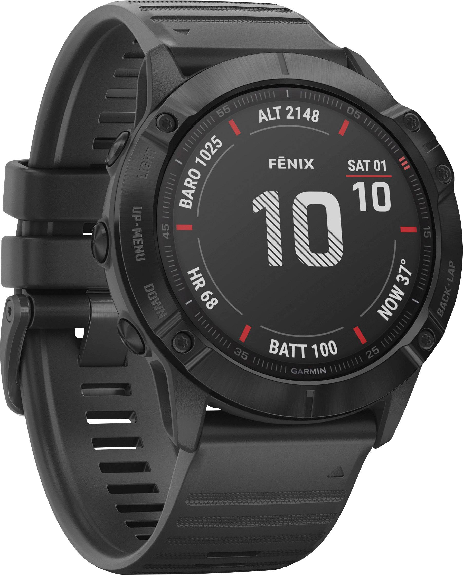 Garmin fenix 6X Pro - Schwarz - Sportuhr mit Band - Silikon - schwarz - Anzeige-6