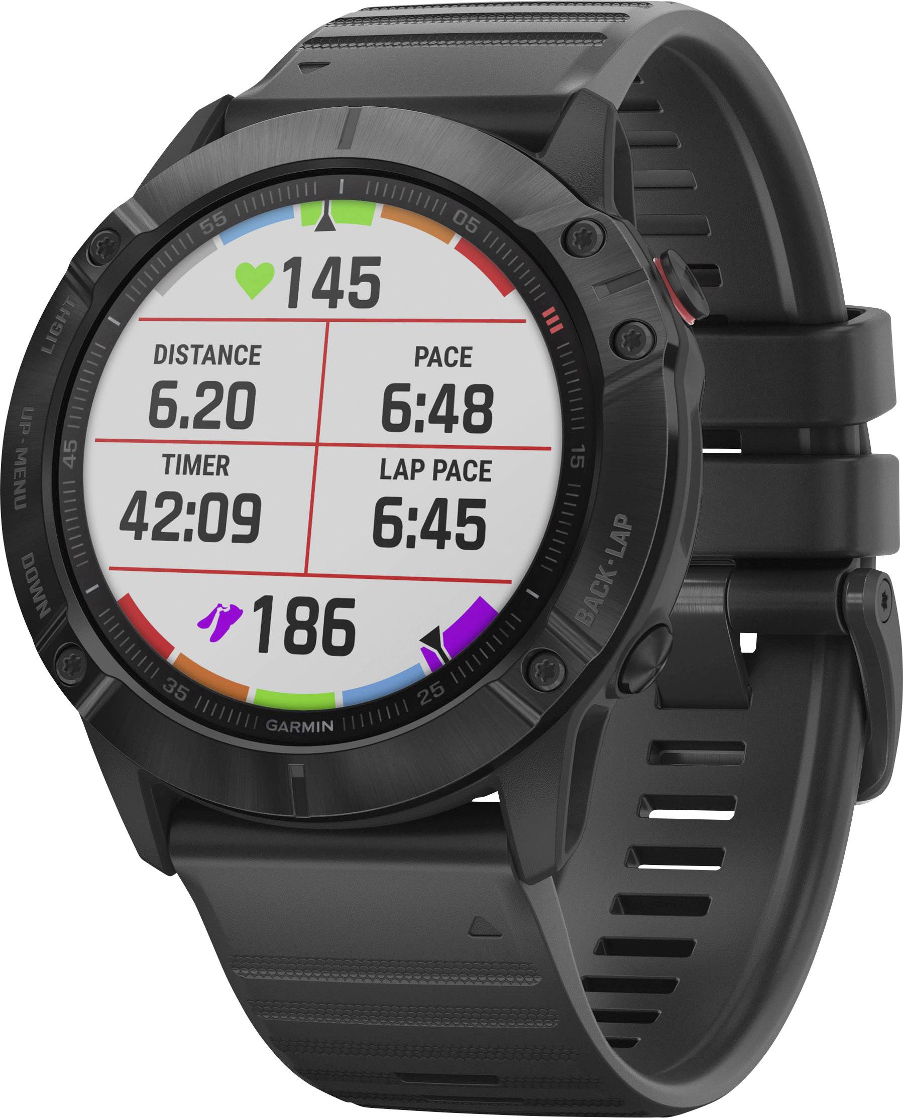 Garmin fenix 6X Pro - Schwarz - Sportuhr mit Band - Silikon - schwarz - Anzeige-9