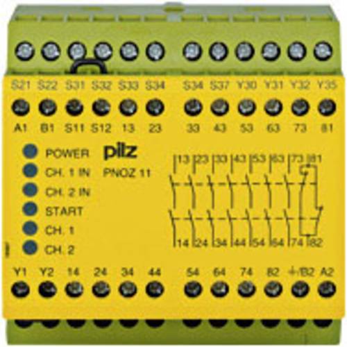 Thumbnail - Sicherheitsschaltgerät PNOZ 11 230-240VAC 24VDC 7n/o 1n/c PILZ 7 Schließer, 1 Öffner (B x H x T) 90 x 87 x 121 mm 1 St.