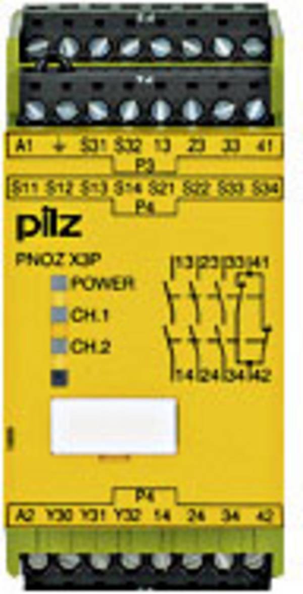 Sicherheitsschaltgerät PNOZ X3P 24-240VACDC 3n/o 1n/c 1so PILZ 3 Schließer, 1 Öffner (B x H x T) 45 x 94 x 121 mm 1 St.