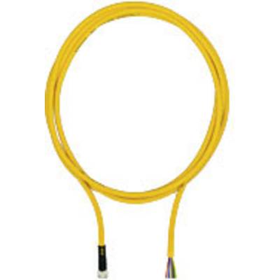 Gelbes Kabel mit zwei offenen Enden, eines mit freigelegten Drähten. Hauptsächlich für elektrische oder Netzwerkinstallationen verwendet.
