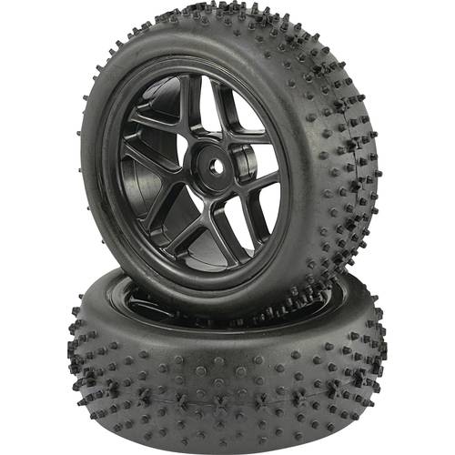 Reely 1:10 Buggy Kompletträder Spike 5-Doppelspeichen Schwarz 2 St.