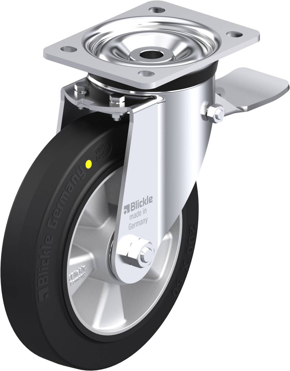 Blickle 852001 LK-ALEV 200K-ST-EL Lenkrolle mit Feststeller Rad-Durchmesser: 200 mm Tragfähigkeit (max.): 500 kg 1 St.