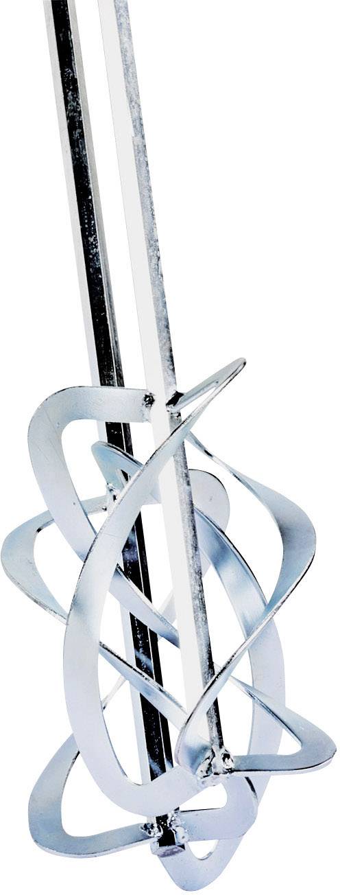 Ein silberner Rührquirl mit ineinandergreifenden Flügeln, die für das gründliche Mischen von Flüssigkeiten oder Pasten verwendet werden.