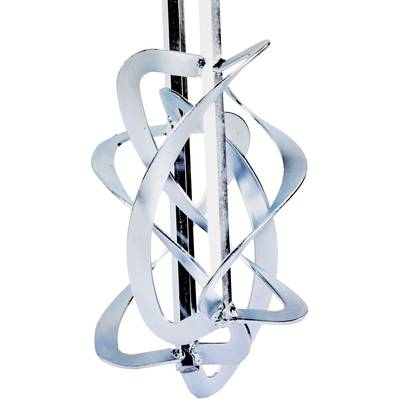Ein silberner Metallquirl mit spiralförmigen Blättern, die sich um eine zentrale Achse winden, ideal zum Mischen von Substanzen.
