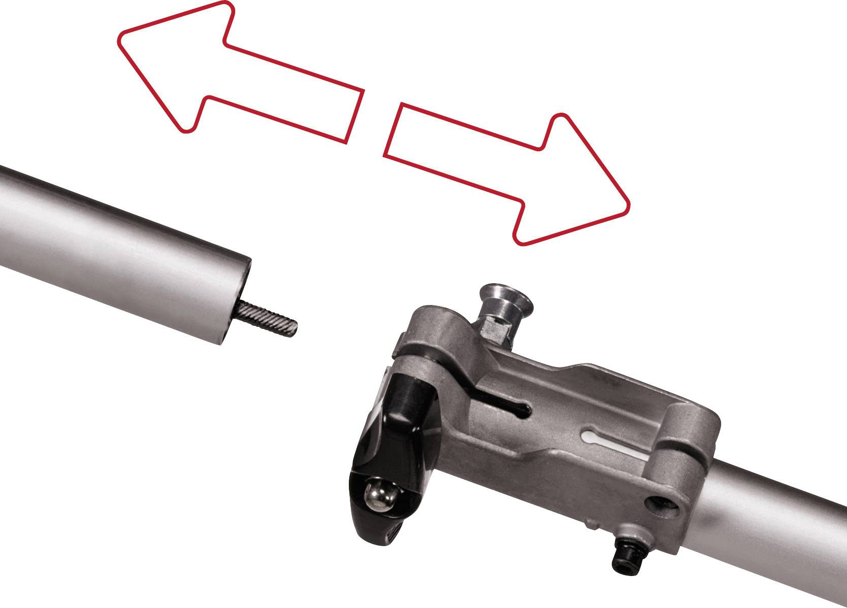 Metallverbindungen mit Pfeilen, die Richtung des Zusammenbaus zeigen. Zeigt den Prozess des Verbindens von Teilen.