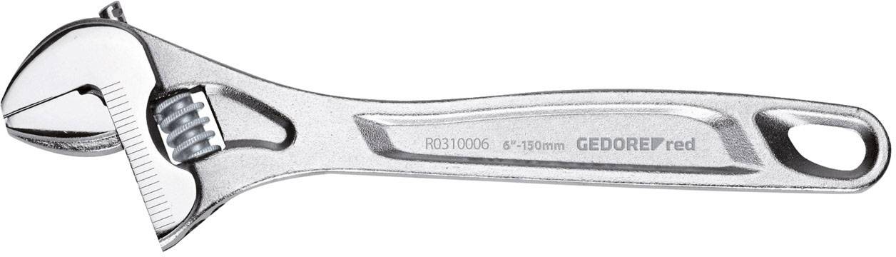 Verstellbarer Schraubenschlüssel aus Metall mit Messskala, Länge 150 mm.