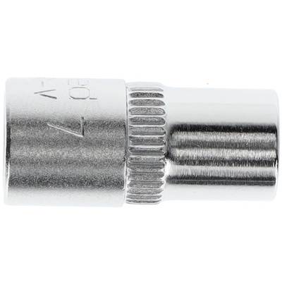 Ein metallischer Steckschlüssel-Aufsatz mit geriffeltem Schaft für besseren Halt. Markierung '3/4' sichtbar, kennzeichnet die Größe.