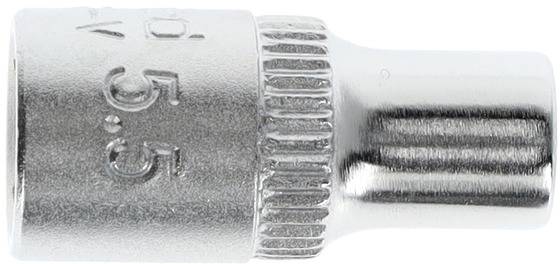 Metallbit-Einsatz, rund, mit geprägter Aufschrift '5.5'.