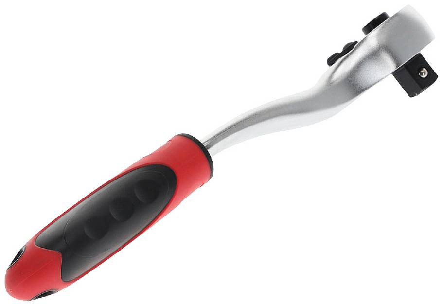 Ein Steckschlüsselschlüssel mit rotem und schwarzem Griff, geeignet für mechanische Reparaturen.