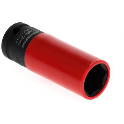 Roter Steckschlüsseleinsatz mit schwarzem Kopf, Größe 21 mm, Modell G-Protect von Gedore Red.