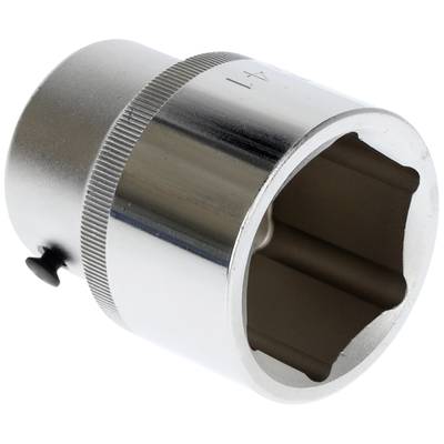 Eine große silberne Schraubnuss mit einem gerändelten Ring und einem rechteckigen Befestigungsloch.