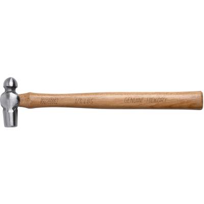 Ein kugelköpfiger Hammer mit Holzgriff. Auf dem Griff sind Zahlen und der Text 'GENUINE HICKORY' eingraviert.
