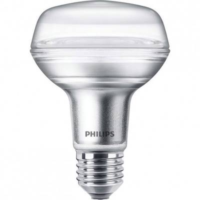 Eine LED-Glühbirne mit silberfarbener Fassung und klarem Glaskolben, geeignet für den Einsatz in Standard-Schraubsockeln.