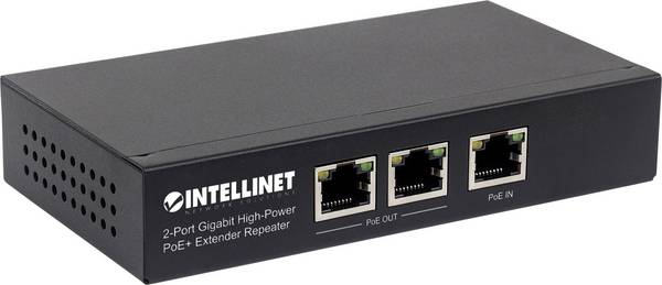 Intellinet 561266 PoE Extender 1 GBit/s IEEE 802.3af (12.95 W), IEEE 802.3at (25.5 W)
