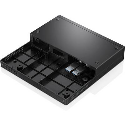 Ein geöffnetes externes Laufwerksgehäuse zeigt USB-Anschlüsse und leere Aufnahmeschächte für Festplatten.