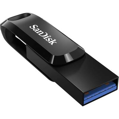 Schwarzer USB-Stick mit der Aufschrift 'SanDisk'.