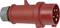 Roter industrieller Stromstecker-Adapter mit grauer Endkappe und vier sichtbaren Metallkontakten am Steckerenende.
