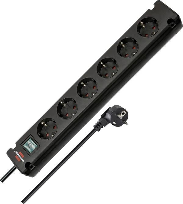 Brennenstuhl 1150650316 Steckdosenleiste mit Schalter 6fach Schwarz Schutzkontakt 1 St.