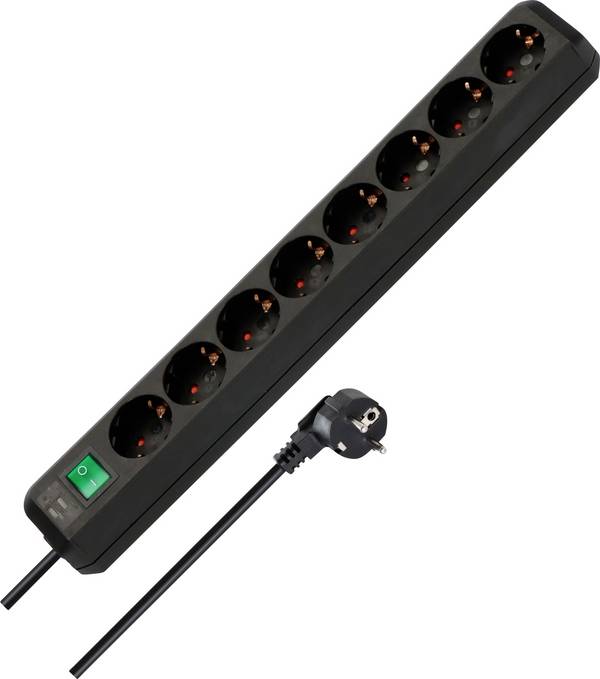 Brennenstuhl 1159300018 Steckdosenleiste mit Schalter 8fach Schwarz Schutzkontakt 1 St.