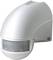 Ein weißer Bewegungsmelder mit abgerundeter Form, montiert an der Wand, geeignet für den Einsatz im Innen- oder Außenbereich.