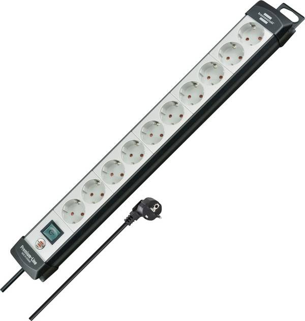 Brennenstuhl 1951500100 Steckdosenleiste mit Schalter 10fach Schwarz, Lichtgrau Schutzkontakt 1 St.
