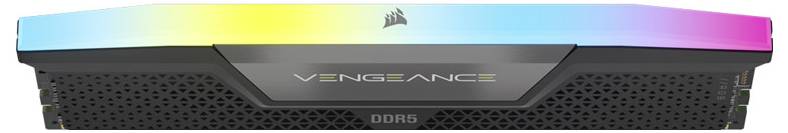Corsair Vengeance DDR5 RAM-Modul mit mehrfarbiger RGB-Beleuchtung und Produktlogo in der Mitte.