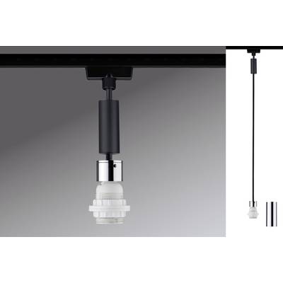 Eine Hängelampenhalterung in Schwarz und Chrom mit modernem Design, geeignet für LED- oder Energiesparlampen.