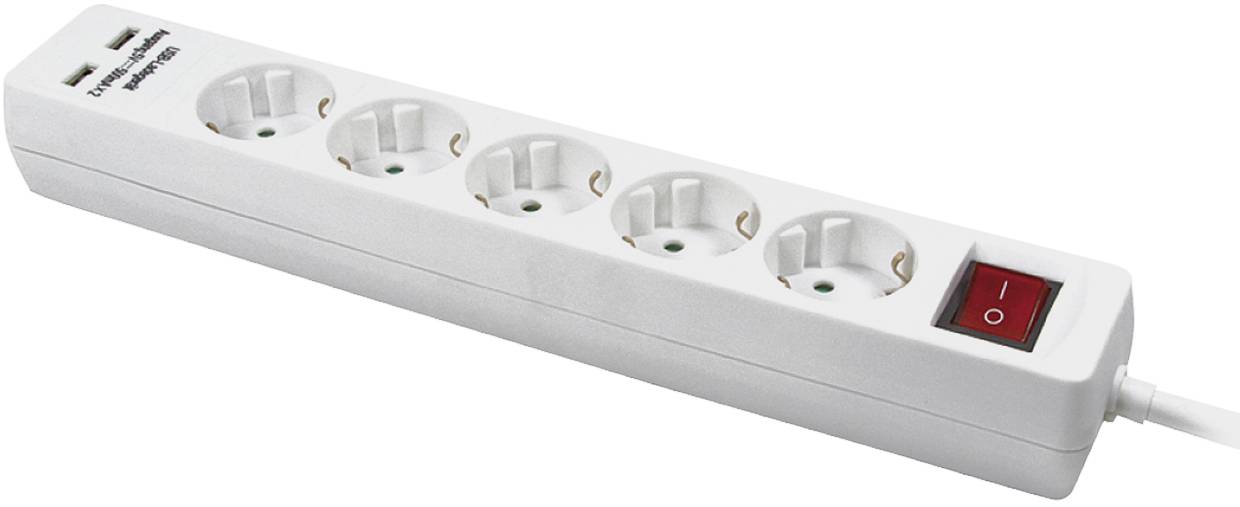 LogiLink Steckdosenleiste 5-fach 1,5 Meter 2xUSB 250V/16A