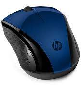 Eine kabellose, blau-schwarze Computermaus mit HP-Logo, geeignet für ergonomisches Arbeiten.