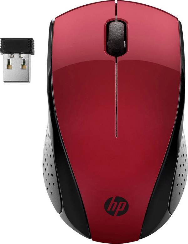 HP 220  Maus Funk   Optisch Rot 3 Tasten 1300 dpi Integriertes Scrollrad