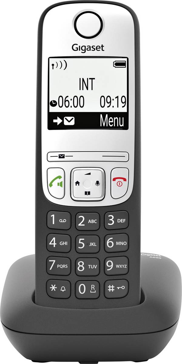 Gigaset A690 DECT Schnurloses Telefon analog  Freisprechen, mit Basis, Wahlwiederholung Schwarz
