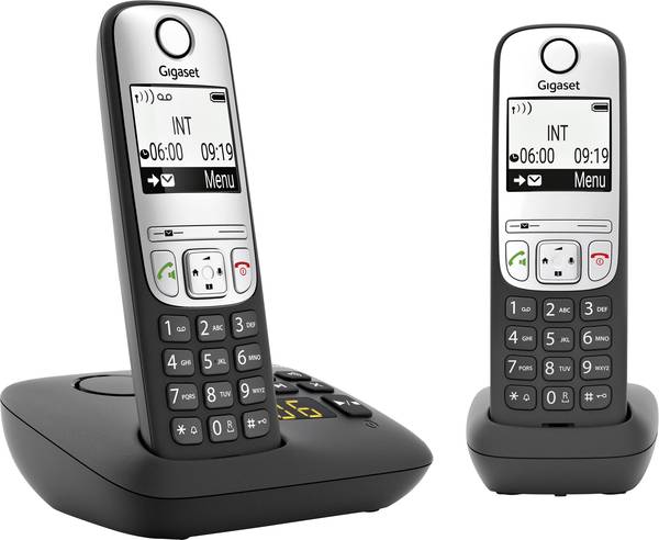 Gigaset A690A Duo DECT Schnurloses Telefon analog  Freisprechen, mit Basis, Wahlwiederholung Schwarz