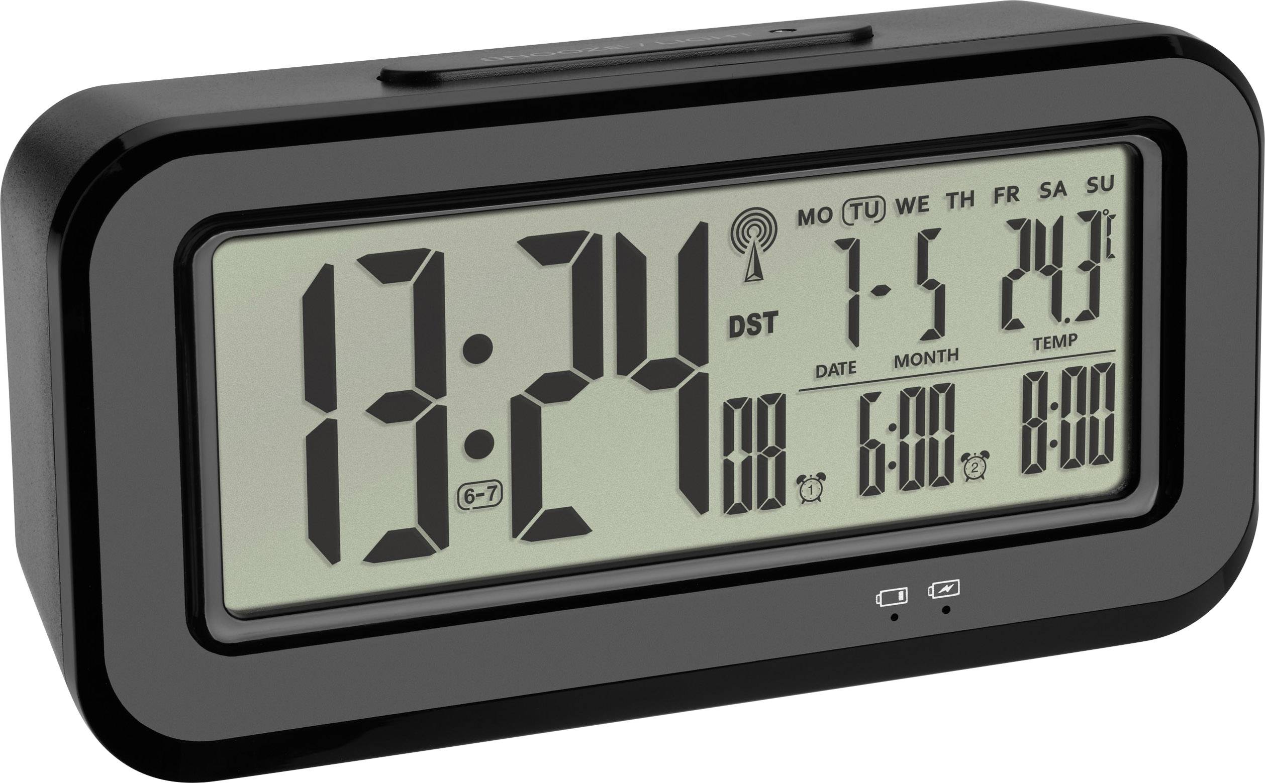 TFA-DOSTMANN 60.2554.01 Funk Wecker Schwarz Alarmzeiten 2