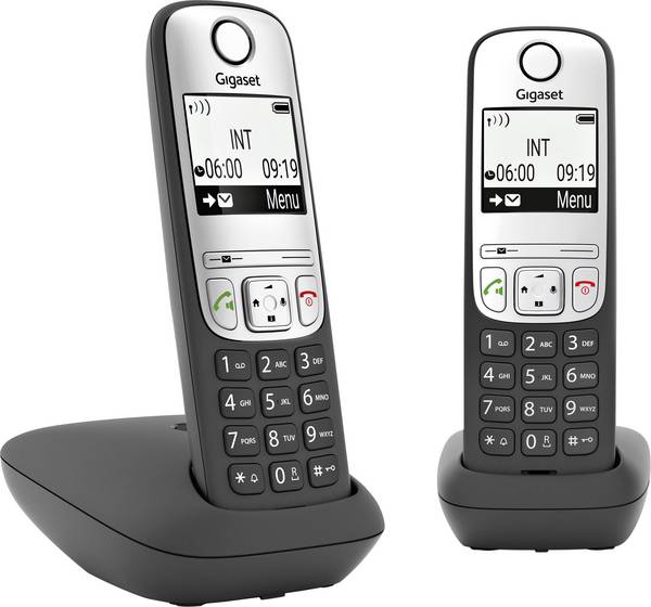 Gigaset A690 Duo DECT Schnurloses Telefon analog  Freisprechen, mit Basis, Wahlwiederholung Schwarz