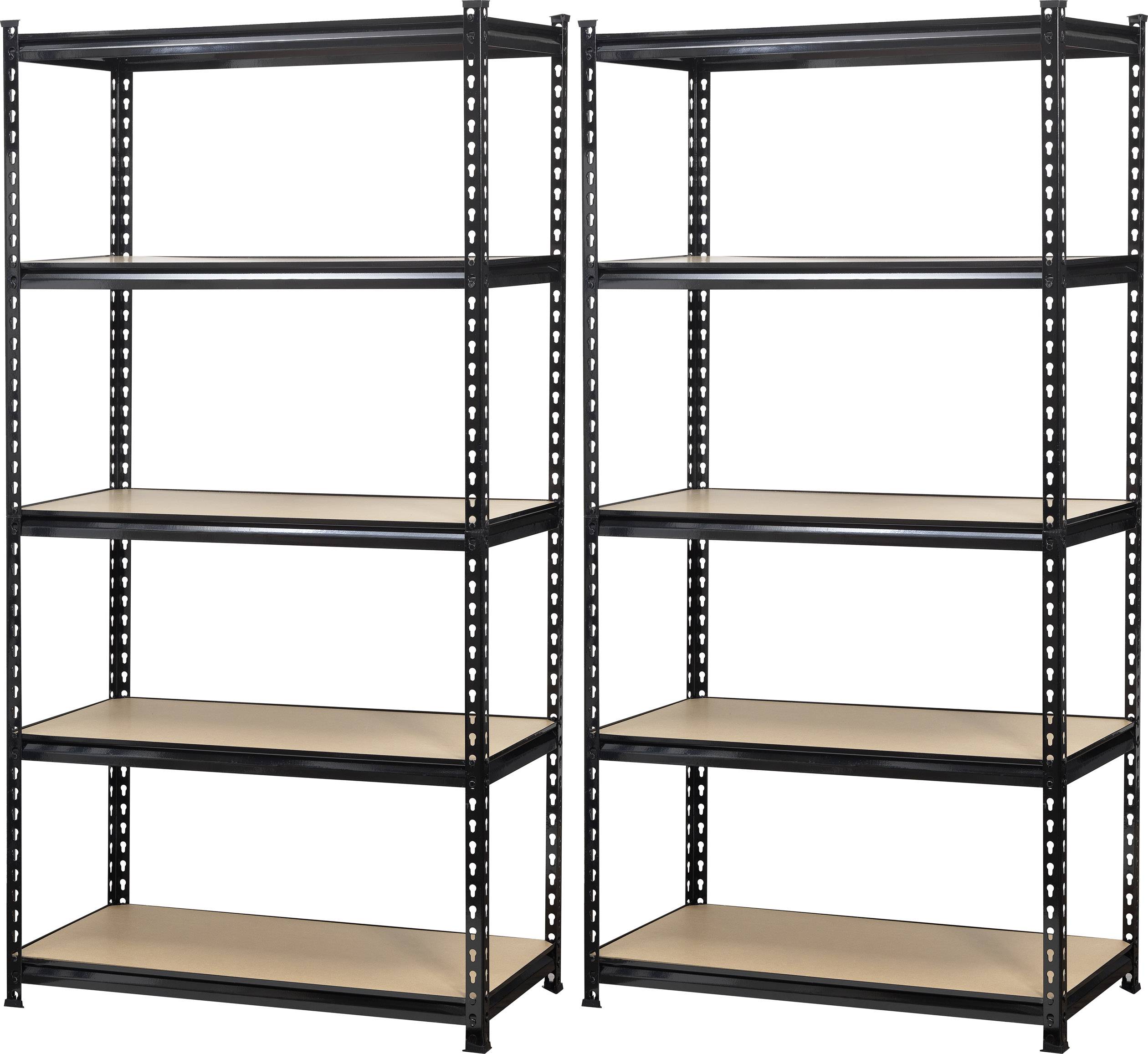 TOOLCRAFT 2195605 Schwerlastregal 350 kg 2er SET (B x H x T) 900 x 1800 x 450 mm Metall, MDF Holzboden Schwarz-2