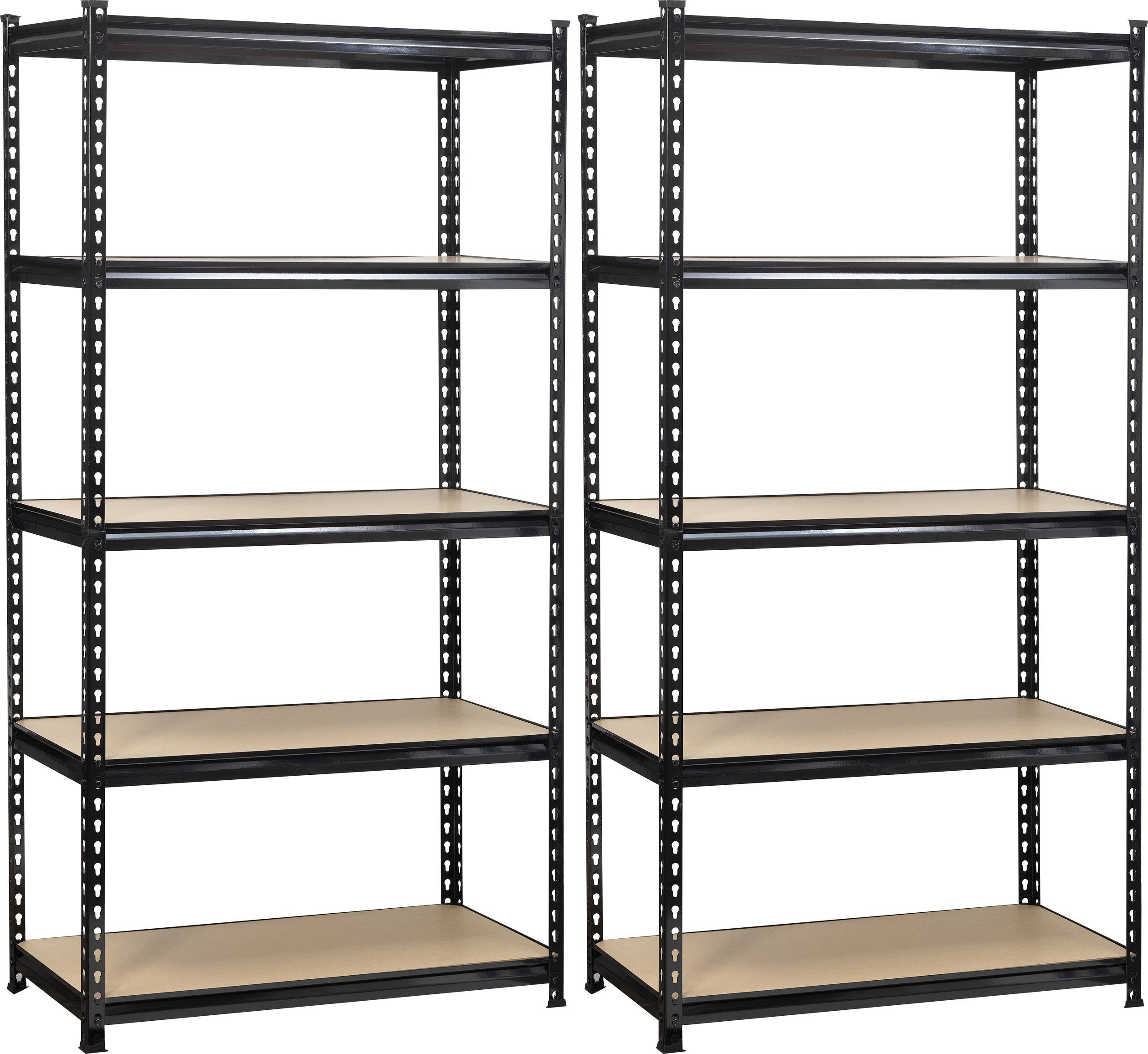 TOOLCRAFT 2195605 Schwerlastregal 350 kg 2er SET (B x H x T) 900 x 1800 x 450 mm Metall, MDF Holzboden Schwarz-1