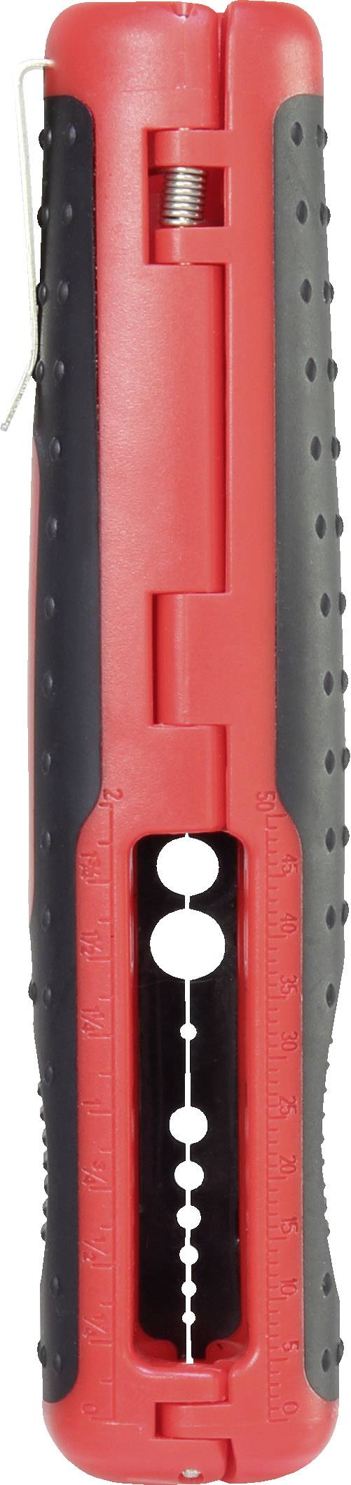 'Ergonomisches, rotes Multifunktionswerkzeug in Form einer Zange, geeignet für Elektrokabelbearbeitung mit Isolationsschicht; zeigt Griffkonstruktion.'