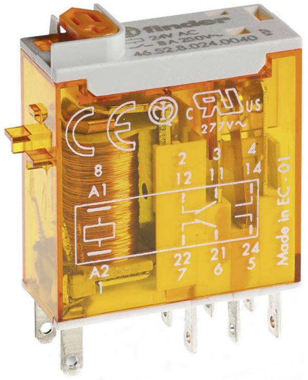 Finder 46.52.8.024.0054 Steckrelais 24 V/AC 8 A 2 Wechsler 1 St. Tray