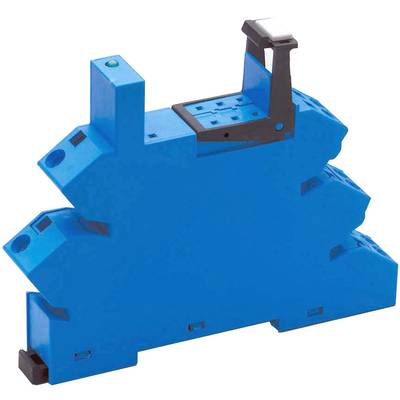 Ein blauer elektrischer Steckverbinder mit schwarzem Hebel, geeignet für den Einbau in Schalttafeln, für industrielle Anwendungen.