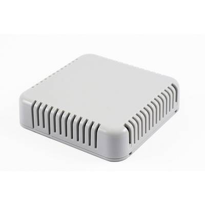 Ein kleines, quadratisches, weißes Gerät mit Belüftungsschlitzen an den Seiten, möglicherweise ein elektronisches Gehäuse oder Sensor.