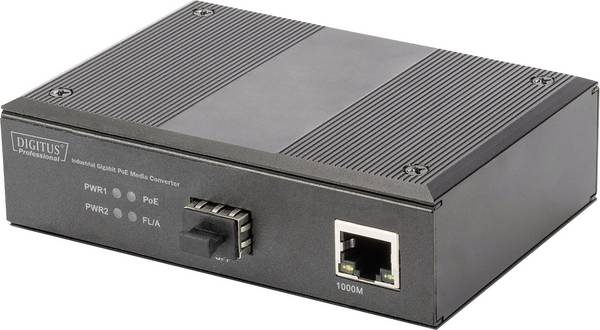 DIGITUS 10/100/1000Base-TX (PoE) zu 1000Base-FX Industrieller Medienkonverter