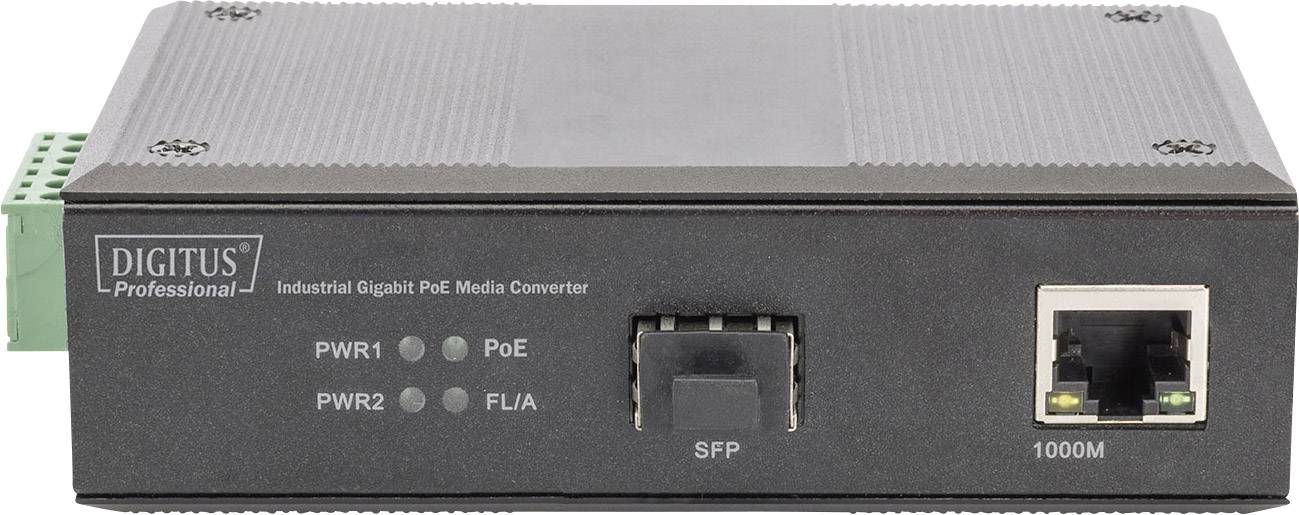 DIGITUS 10/100/1000Base-TX (PoE) zu 1000Base-FX Industrieller Medienkonverter-2