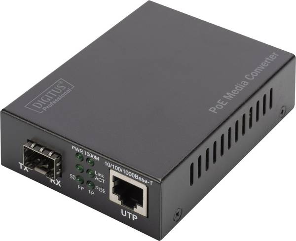 Digitus DN-82140 LAN 10/100/1000 MBit/s, SFP, IEEE 802.3z 1000BASE-LX, IEEE 802.3z 1000BASE-SX Medienkonverter 10 / 100 / 1000 MBit/s