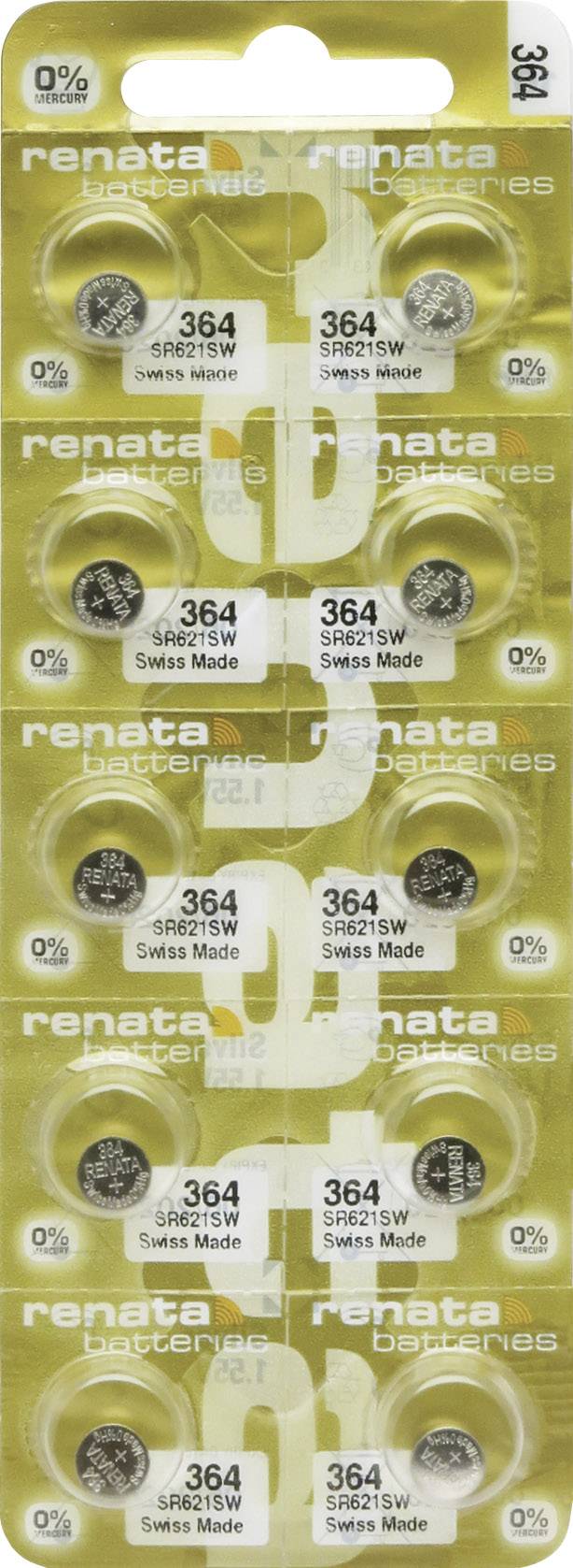 RENATA 364.MP-E Knopfzelle 364 Silberoxid 20 mAh 1.55 V 10 Stück (X703816)